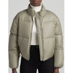 Bershka Women's Green Puffer Jacket - Size XL